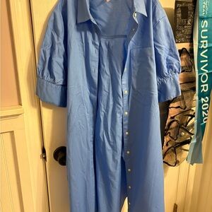 Blue Button-Up Dress